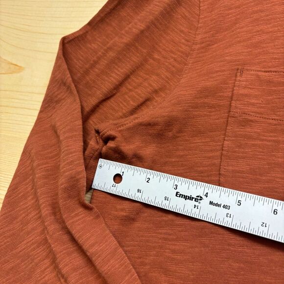 Lucky Brand Shirt Large Orange Button Up Knit Long Sleeve - Picture 4 of 11